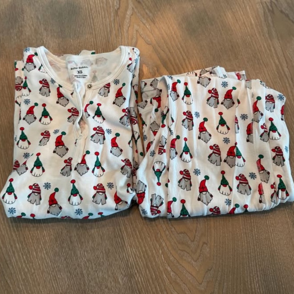 Roller Rabbit Kids Pajama Set - Festive White with Red and Green